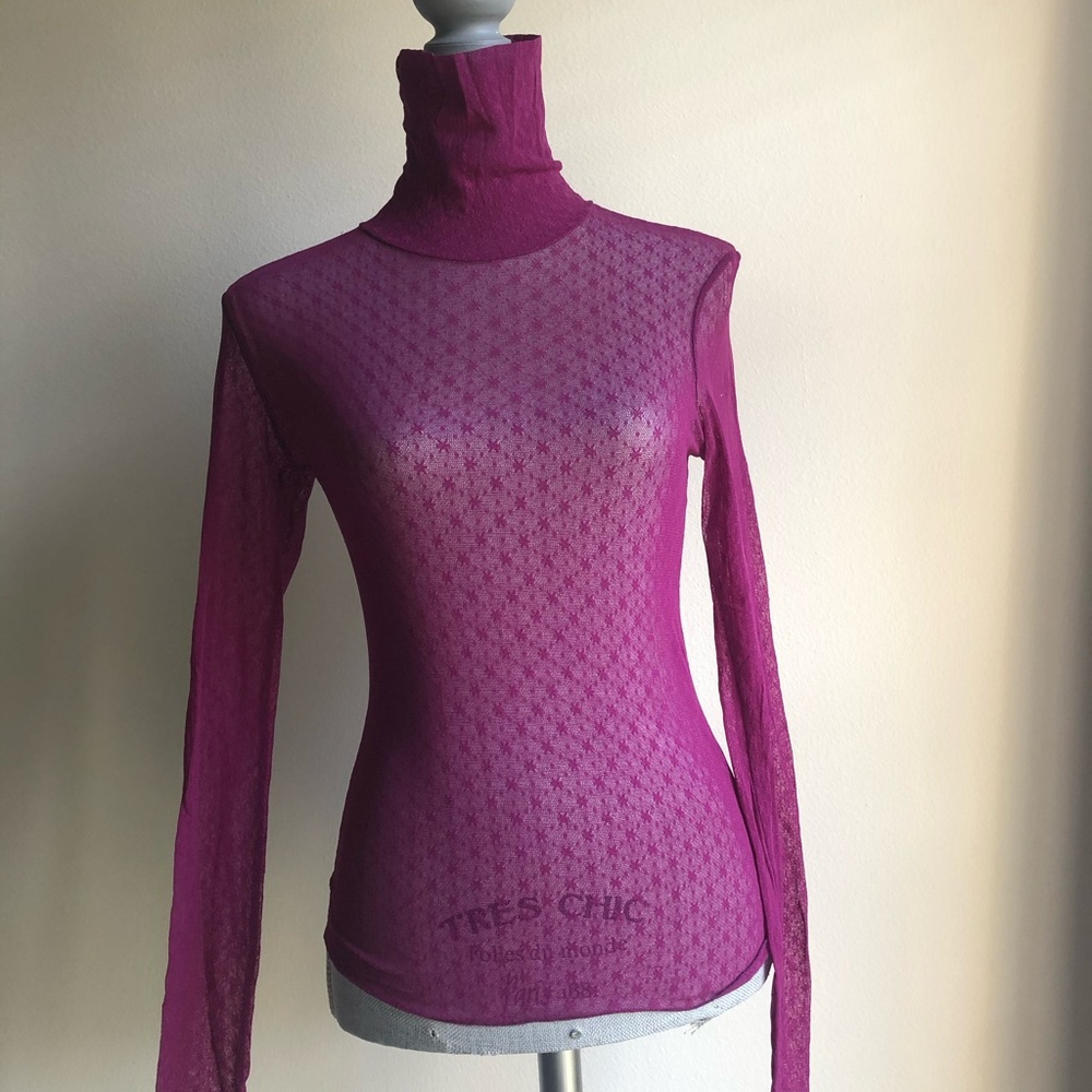 Sheer Purple Turtleneck Top